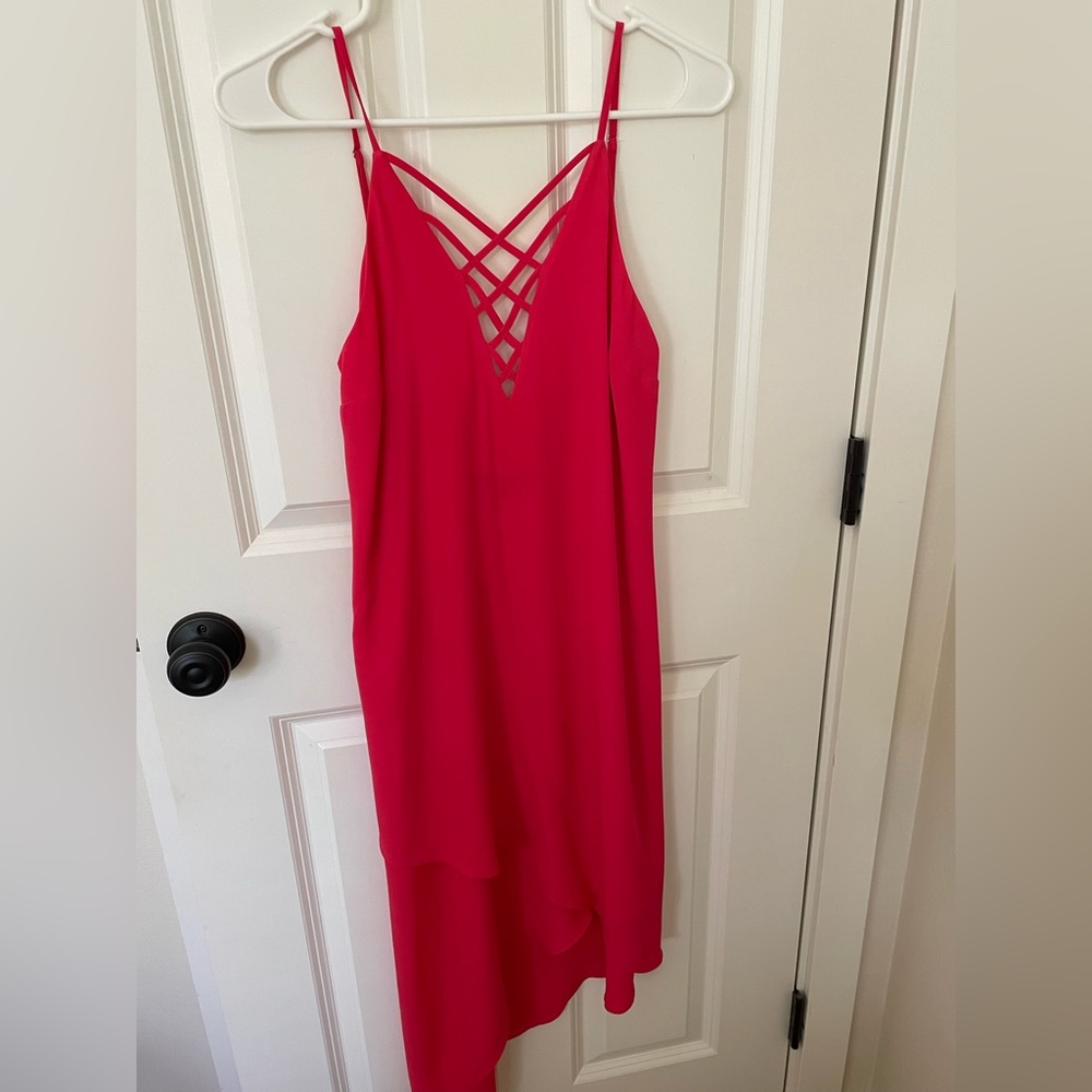 Guess Asymmetrical Slip Dress, Coral